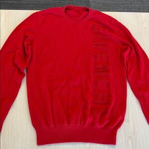 GIVENCHY red long sleeve crewneck sweater top logo small